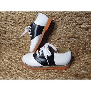 Kesco Classic White Black Lace-up Saddle Oxford Uniform Shoes Little Girl 12 New